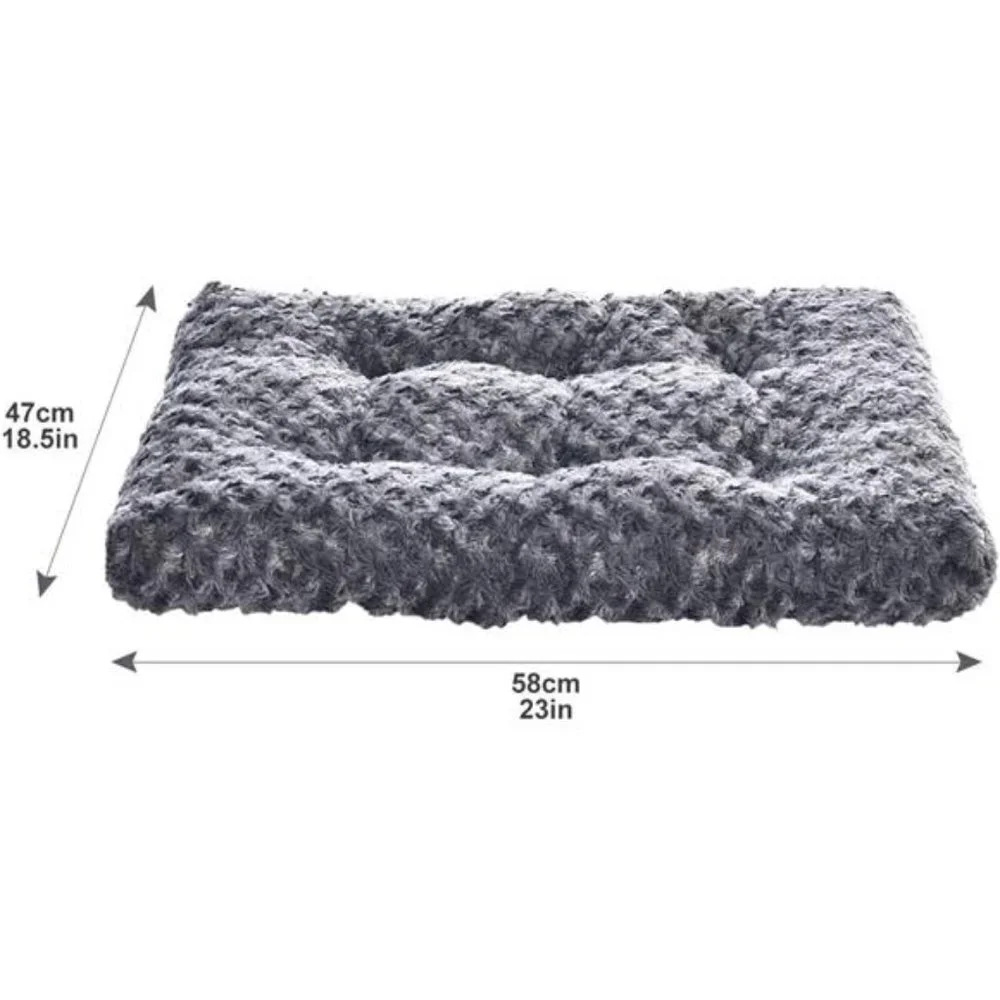 Plush Pet Bed and Dog Crate Pad, X-Small, 23 x 18 x 2.5 Inches, Gray
